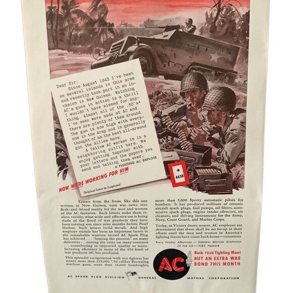 Vintage 1945 AC Spark Plug Buy an Extra War Bond Ad Advertisement - Picture 2 of 4